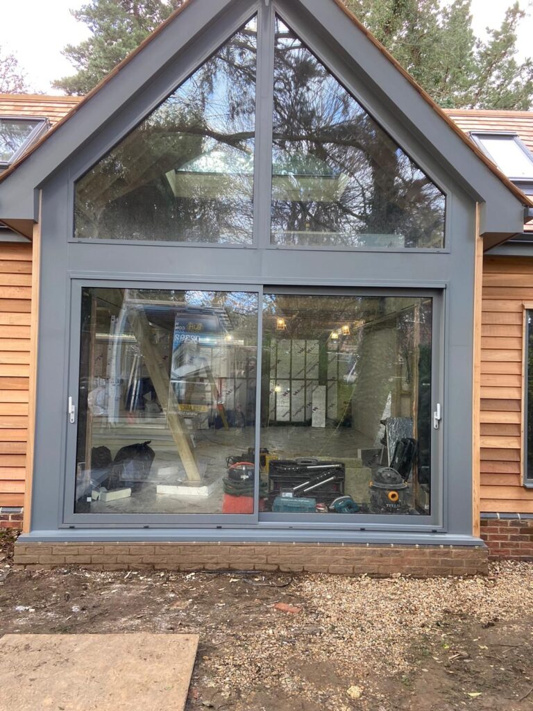 Anthracite grey aluminium patio sliding doors