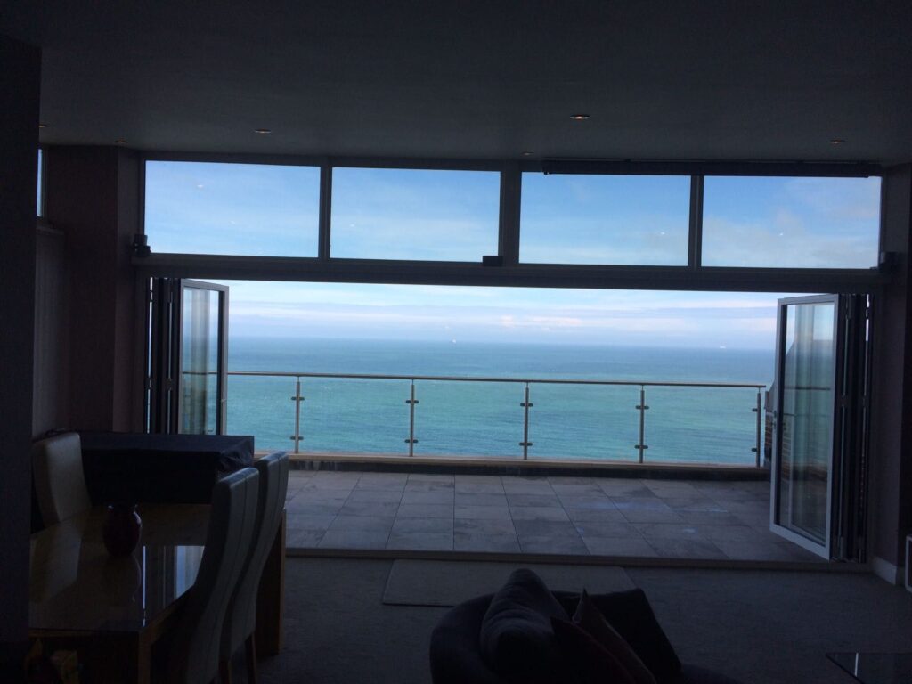 open interior aluminium bi-fold doors