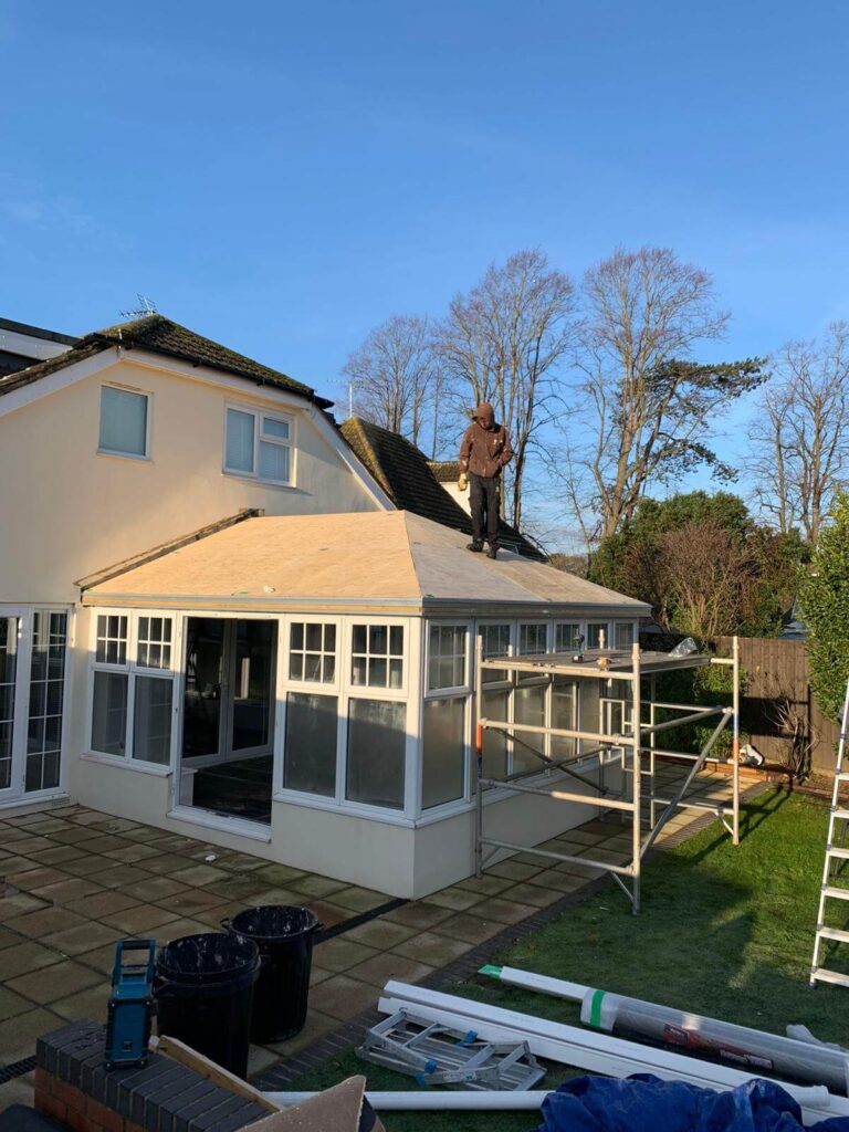 a supalite conservatory roof under construction