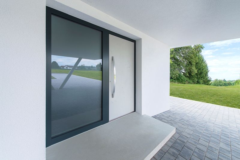 Grey aluminium internorm sliding door