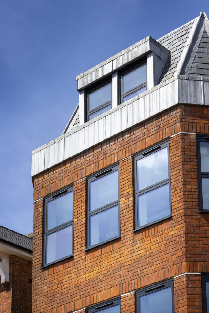 brick office building with newly installed aluminium windows
