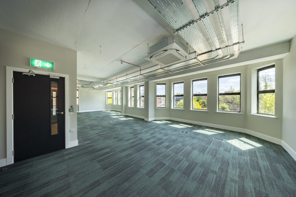 inside of office building with aluminium windows