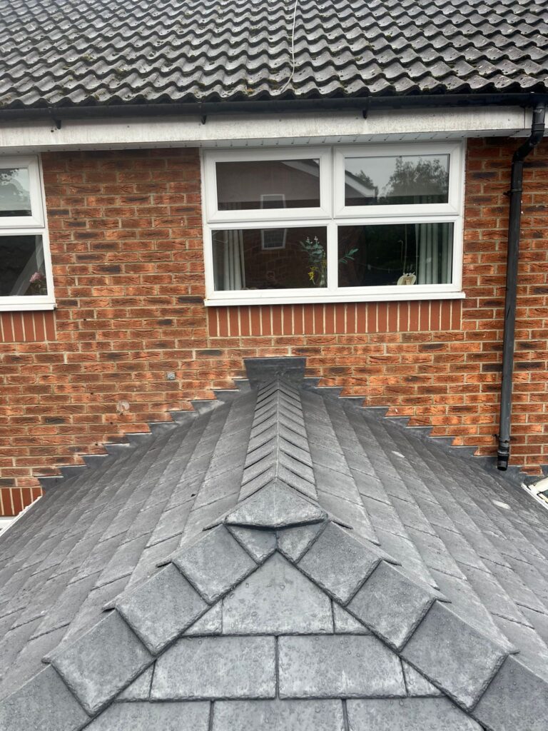 up close of some newly done roofing work