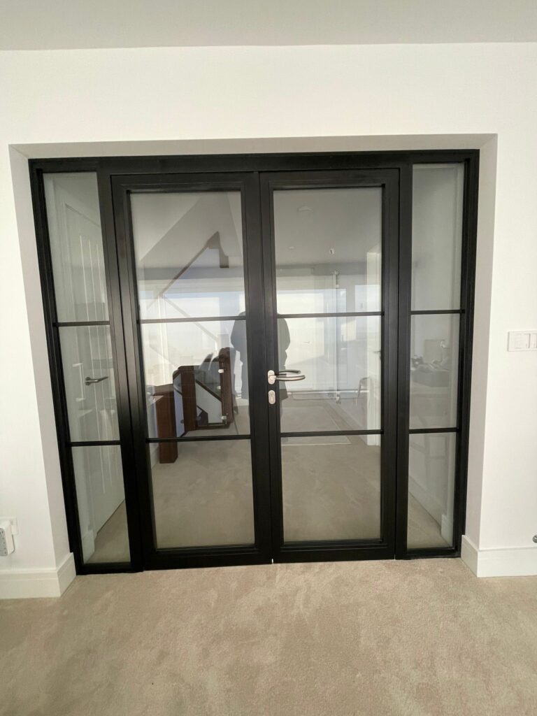 newly installed glass doors inside someones home